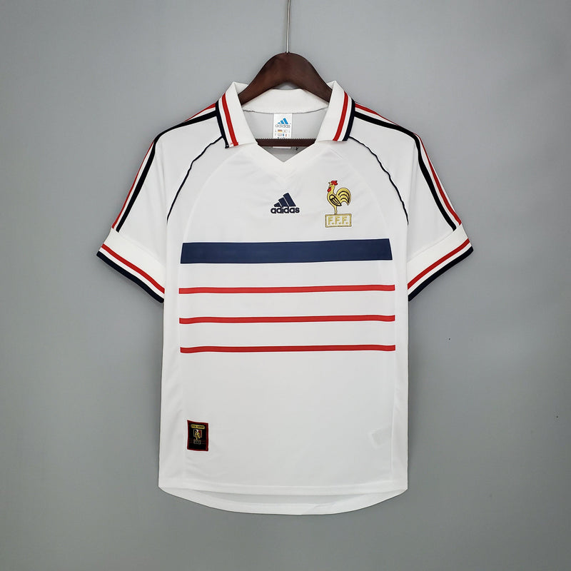 FRANCE AWAY 1998 - ADIDAS RETRO MEN`S - WHITE/RED