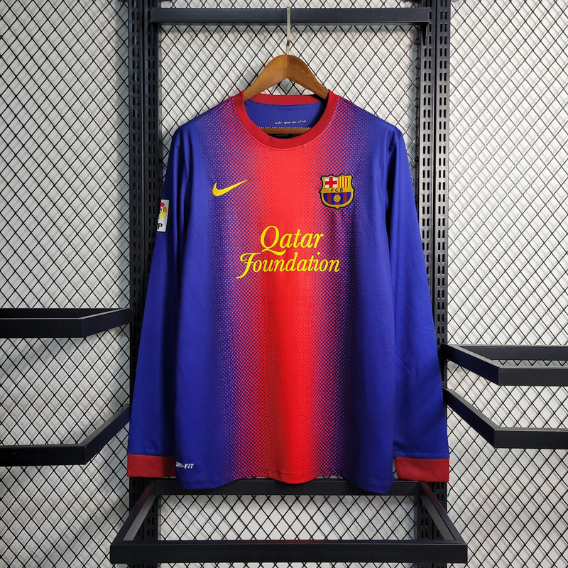 LONG SLEEVE BARCELONA HOME 2012/13 - NIKE RETRO MEN`S - BLUE/RED