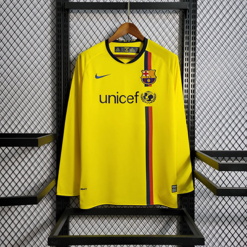 LONG SLEEVE BARCELONA AWAY 2008/09 - NIKE RETRO MEN`S - YELLOW