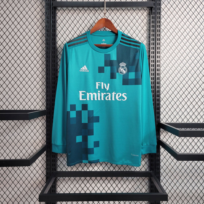 LONG SLEEVE REAL MADRID III 2017/18 - ADIDAS RETRO MEN`S - BLUE