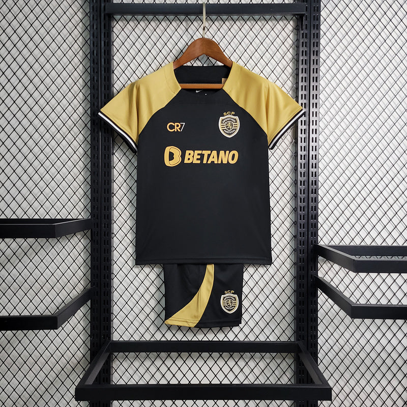 KIDS KIT SPORTING CR7 2023/24 PRETO - FAN