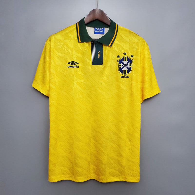 BRASIL HOME 1991/93 - UMBRO RETRO MEN`S - YELLOW/GREEN