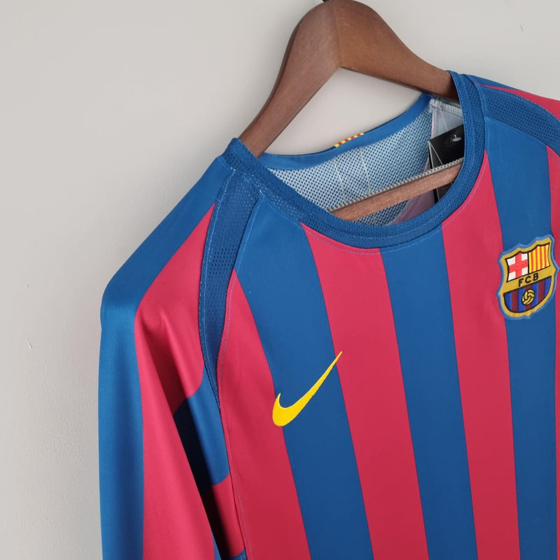 LONG SLEEVE BARCELONA HOME 2005/06 - NIKE RETRO MEN`S - BLUE/RED