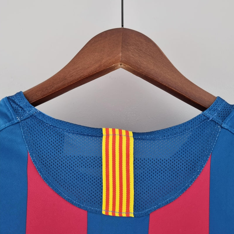 LONG SLEEVE BARCELONA HOME 2005/06 - NIKE RETRO MEN`S - BLUE/RED