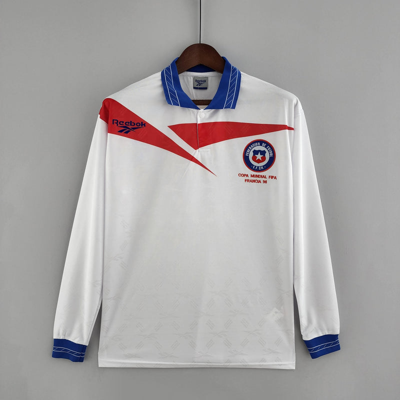 LONG SLEEVE CHILE AWAY 1998 - REEBOK RETRO MEN`S - WHITE/RED