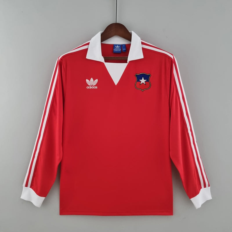 LONG SLEEVE CHILE HOME  1982 - ADIDAS RETRO MEN`S - RED/WHITE