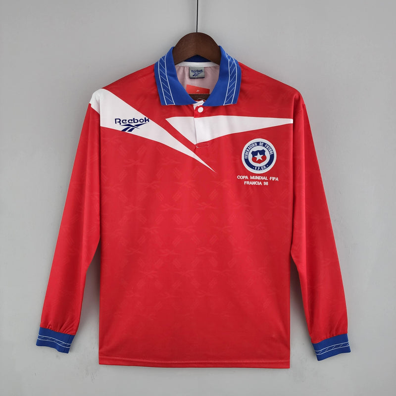 LONG SLEEVE CHILE HOME 1998 - REEBOK RETRO MEN`S - RED/BLUE