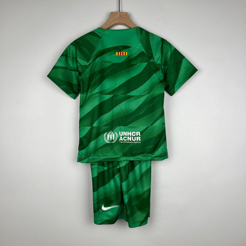 KIDS KIT BARCELONA GOLEIRO GREEN 23/24